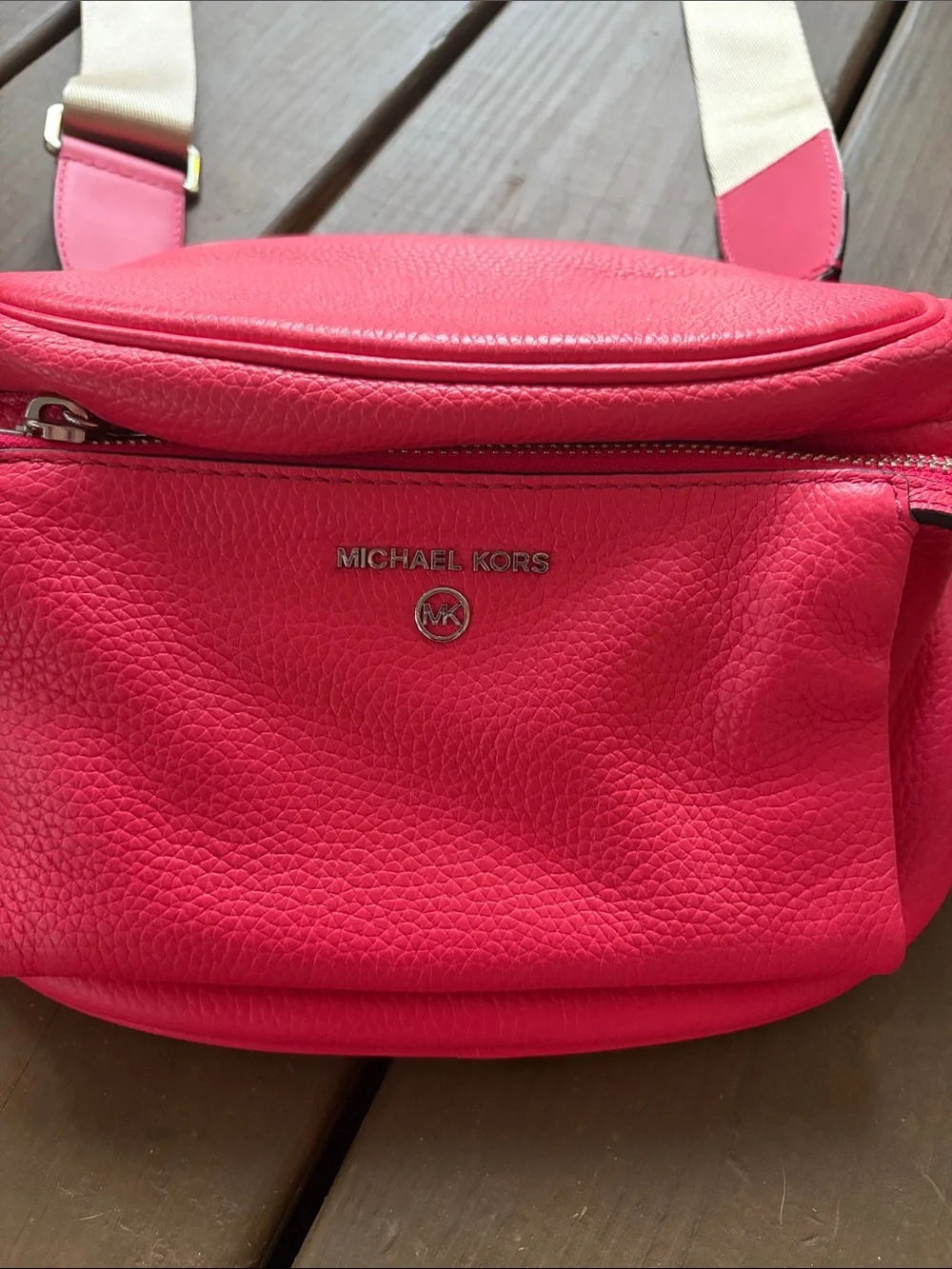 Michael Kors Hot Pink Crossbody with Cream Strap